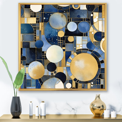 Motif abstrait bleu et doré XXII - impressions sur toile géométriques modernes