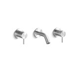 Acquaco Linki Deco Wall Mount Three-Hole Two Handle Bathroom Lavatory Faucet with 3-1/2'' Spout Reach