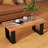 Teak Wood Patio Table With  River Feel Epoxy Tabletop Indoor Outdoor Side Table