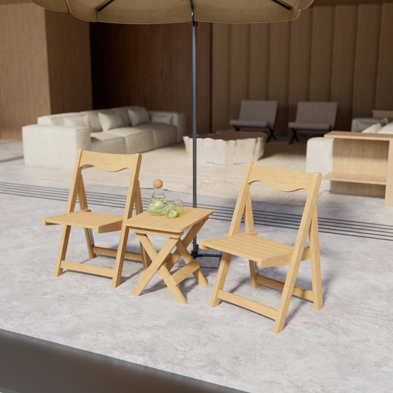 Ensemble de table pliante d'extérieur pour bistro avec 2 chaises et table rectangulaire