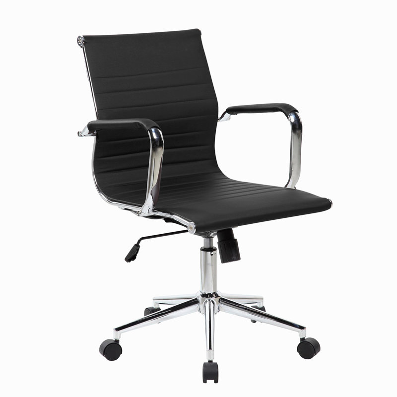 Fauteuil de direction moderne à dossier moyen, noir