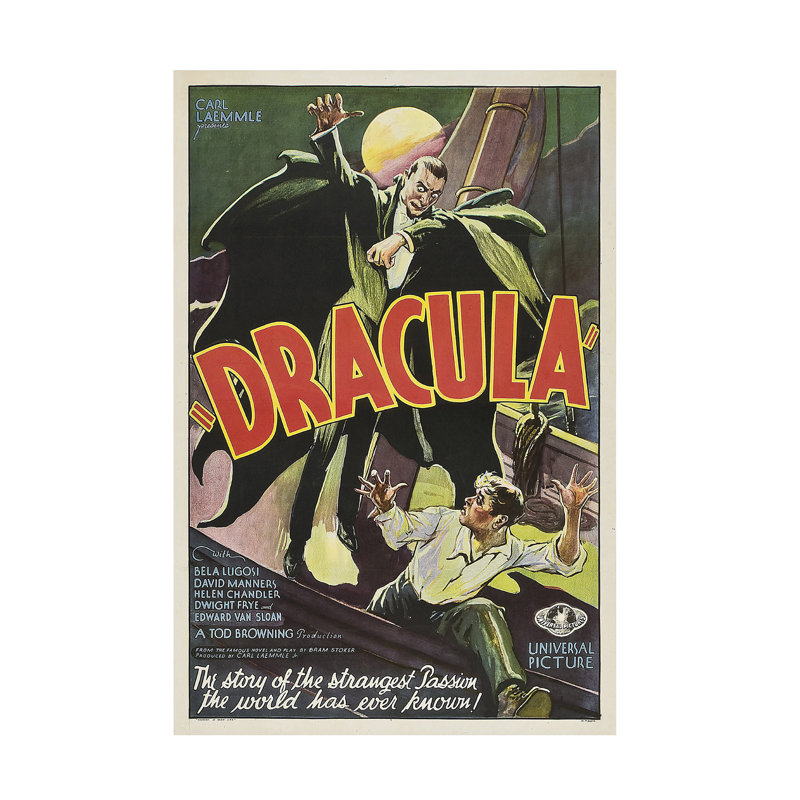 Anonyme, affiche de film Dracula, art sur toile 1931, H 19 po x l 12 po