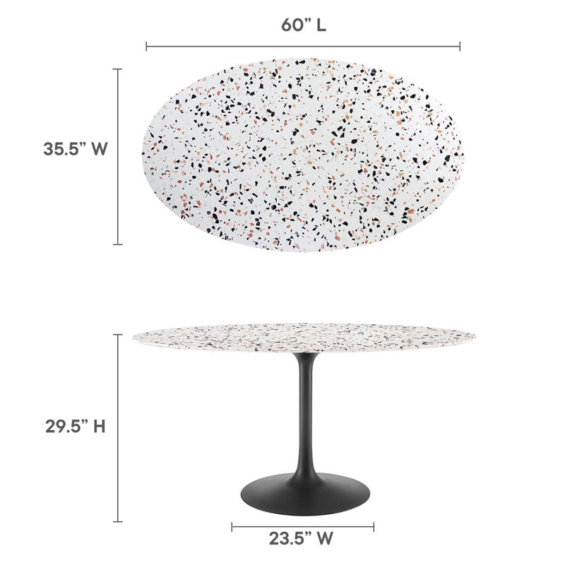 Modway Lippa 60" Oval Terrazzo Dining Table, Black