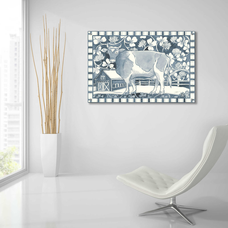 «Farm Life II Stripe Border» par Miranda Thomas, art mural en verre acrylique, H 24 po x l 36 po