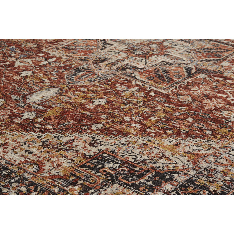 Roma Abstract Rust Area Rug, Rectangle 2'6" x 8'