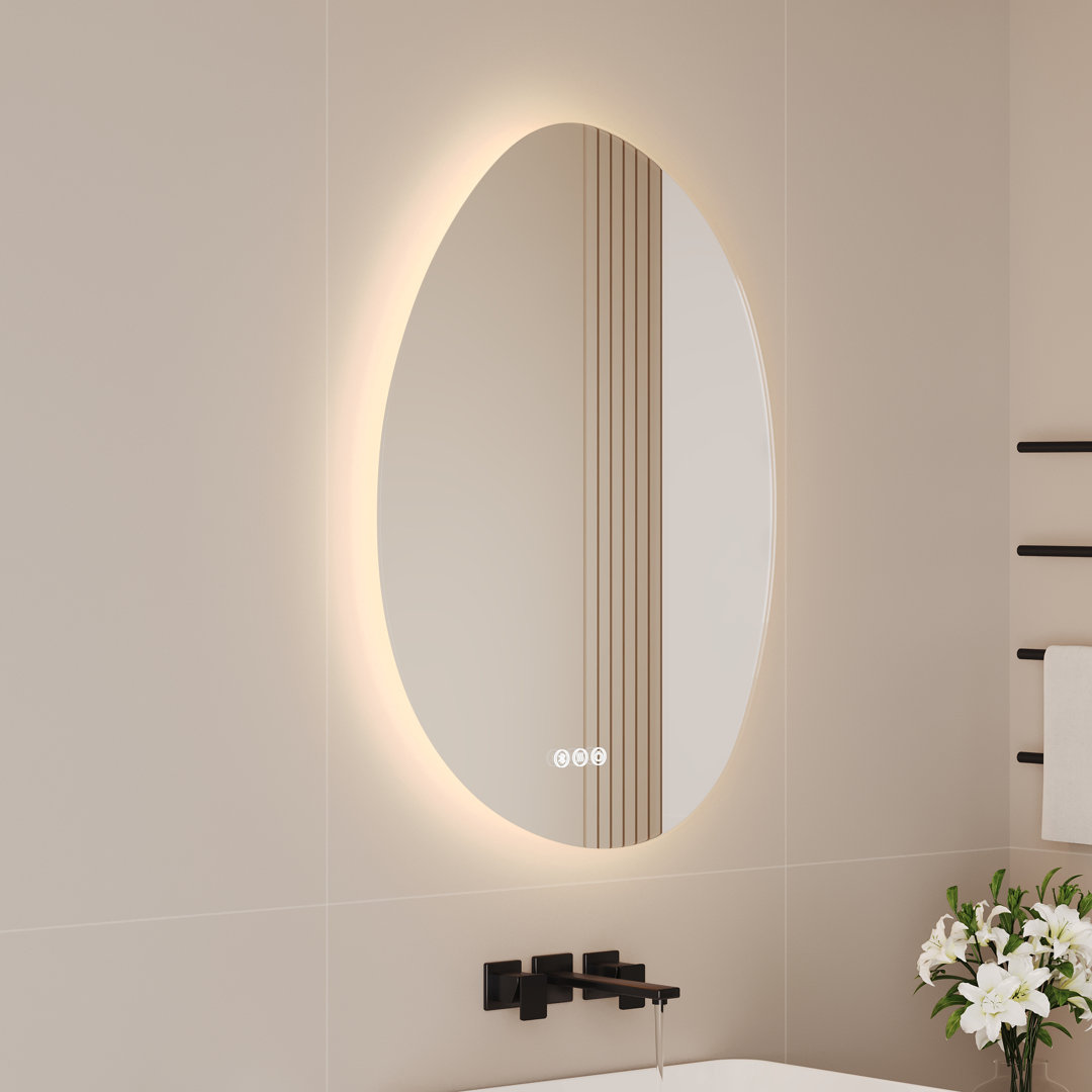 DeerValley 20x28 Inch Irregular LED Bathroom Mirror with Bluetooth Speaker, Dimmable Backlit Vanity
