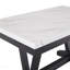 Table de salle à manger transitionnelle moderne avec plateau rectangulaire en faux marbre blanc