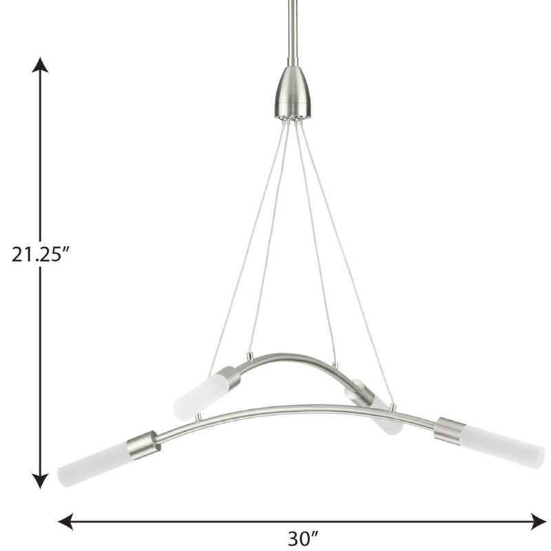 Besek 4 - Light LED Modern Linear Chandelier, Brushed Nickel