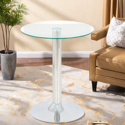 Tables de bout Modern, table d'appoint en métal en verre trempé de 19,7 pouces pour le salon