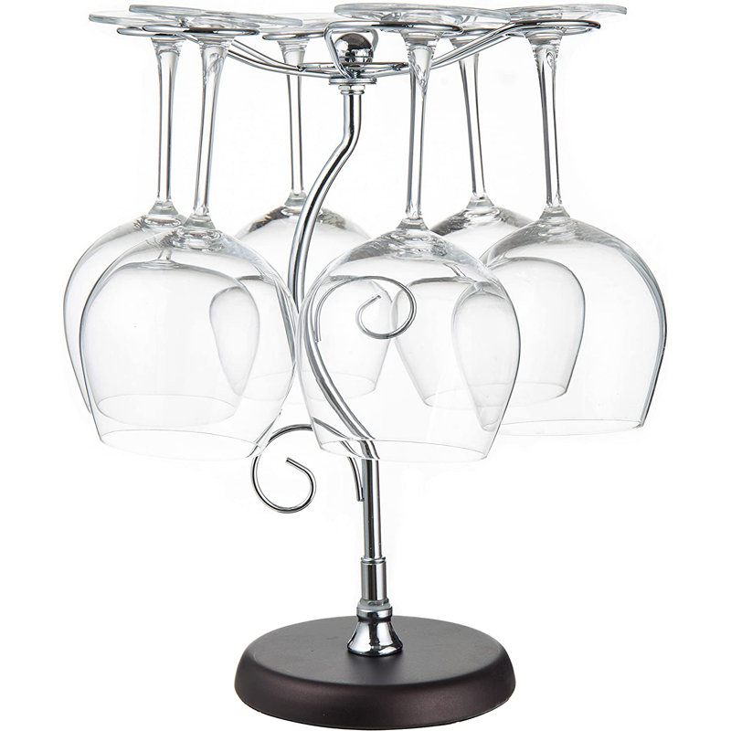 Metal Tabletop Wine Glass Rack in Brown/Silver
