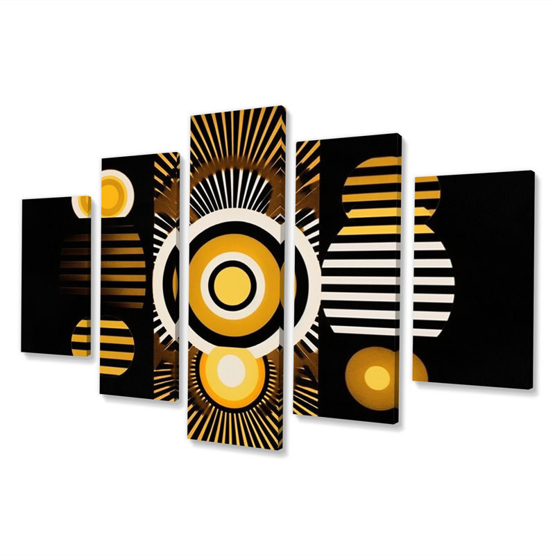 «Elementary Consciousness Futur Geometric», impression sur toile géométrique moderne - 5 panneaux