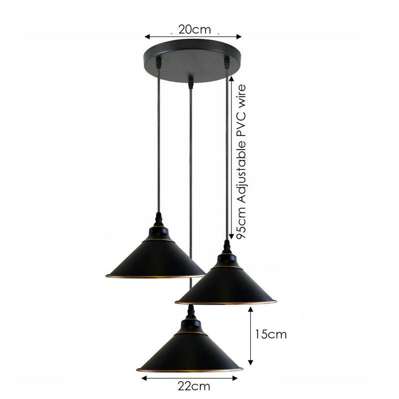 Jowett 3 - Light Black Cluster Pendant, No