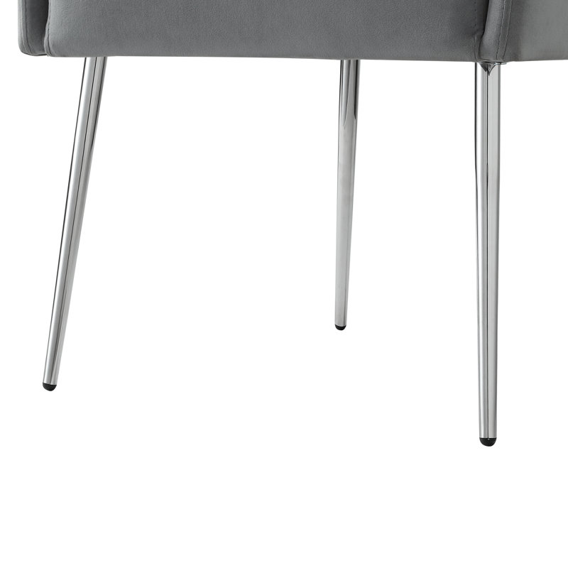 Chaise rembourrée Smollin, Chrome, Gris clair