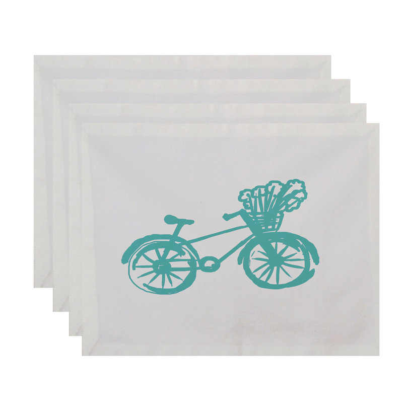 Martinez Polyester No Pattern Rectangle Placemat, Bicicleta Solo