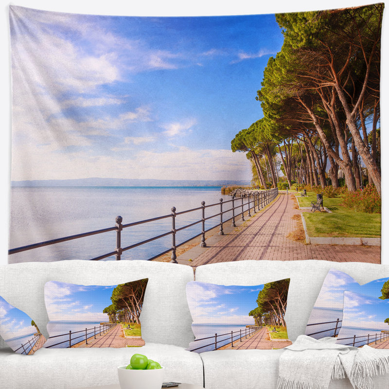 Paysage, promenade et pinède en Italie, H 32 po x l 39 po