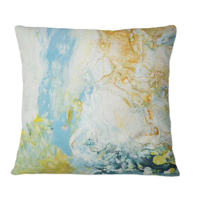 Bleu et orange, impression d'art liquide sur fond blanc - impression moderne, 18 po x 18 po