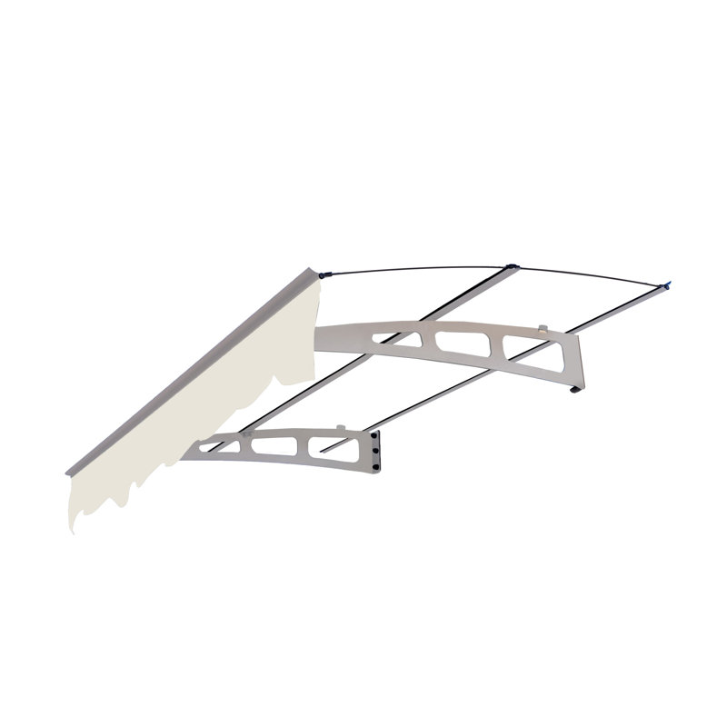 Door Window Awning Canopy Made Of 0.137Inch Thick Crystal Solid Polycarbonate Sheet And Aluminum Alloy With Valance In Size Of 59" Wide X 34" Deep For Masonry Concrete Wall House Only.