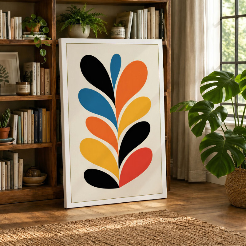Geometric Symmetry Mid-Century - Wrapped Canvas, 18x12 - 45.7 x 30.5 cm, Ochre Border