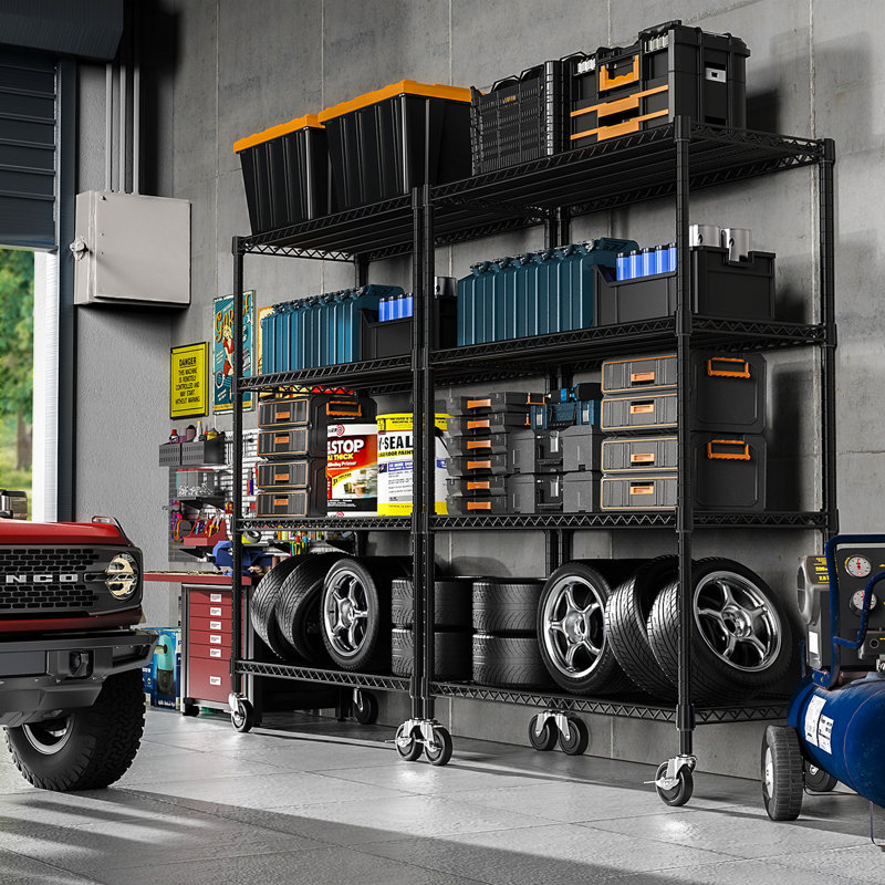 Étagères de garage Étagères en métal industrielles pour le commerce, le sous-sol, le garde-manger, l'entrepôt, l'école et l'assemblage noir très résistant