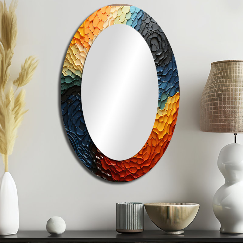 Miroir mural moderne bleu sarcelle Op Art, 36 po x 24 po