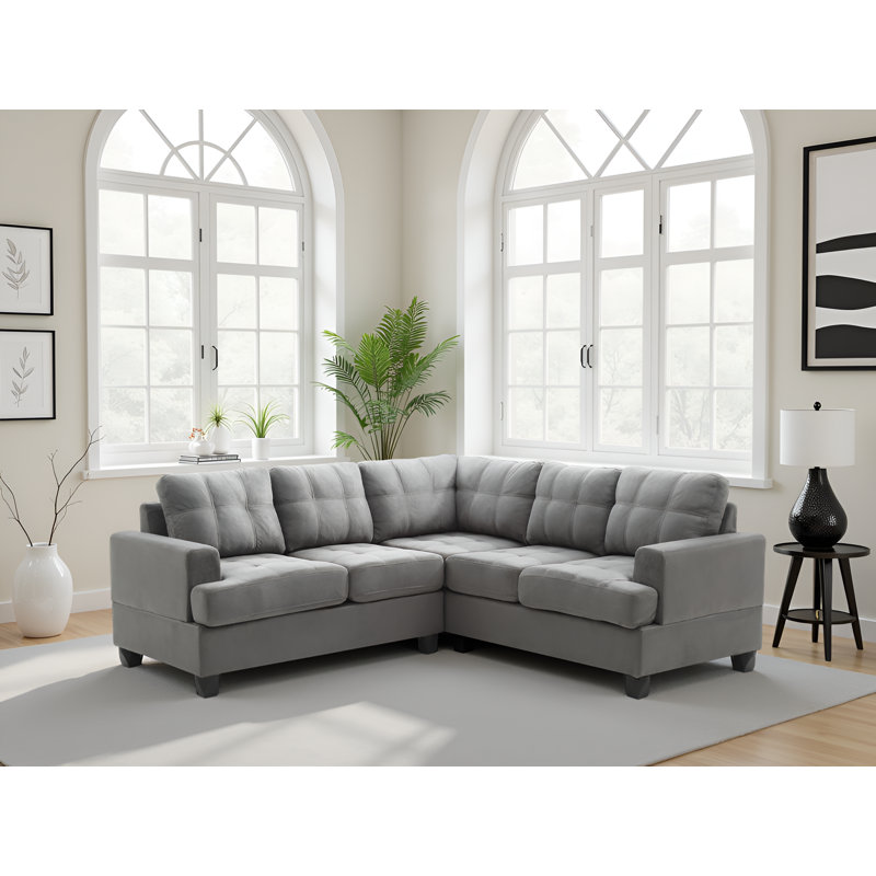 Hobart Sectional, Gray Microfiber / Microsuede