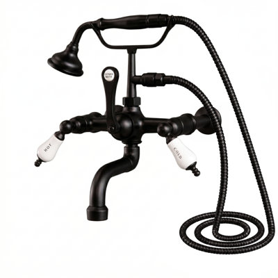 Wall Mount Telephone Faucet with Porcelain Handles