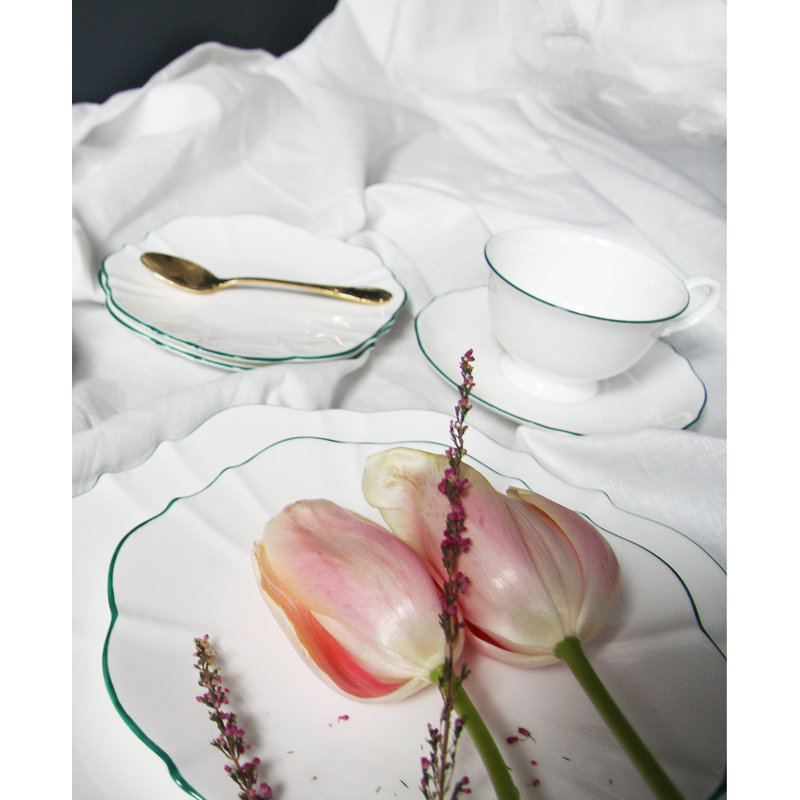 Amelie Bone China Teacup, Forest Green
