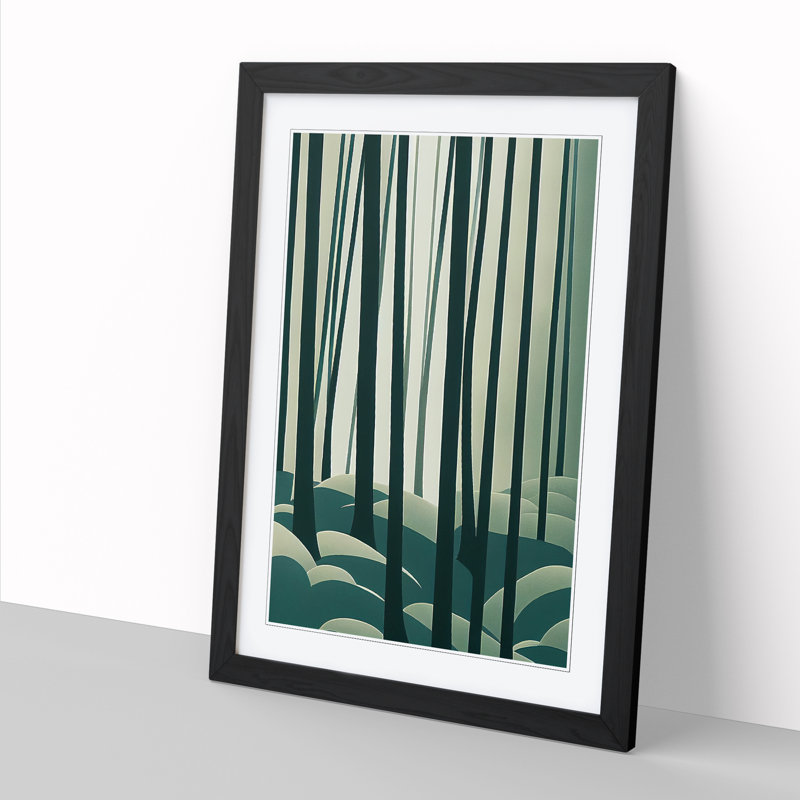 Meader Japanese Forest Design Vol.1 - Picture Frame Print, 64cm H x 46cm W x 2cm D, Walnut
