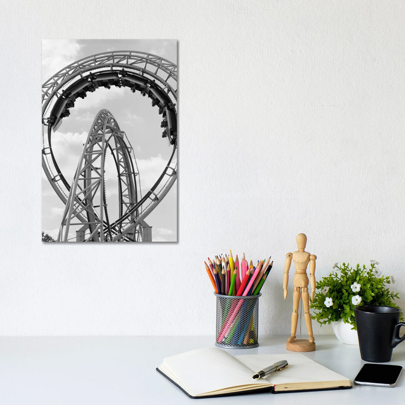 1970s Roller Coaster Amusement Park Ride - Wrapped Canvas Print, 20.32 cm H x 30.48 cm W