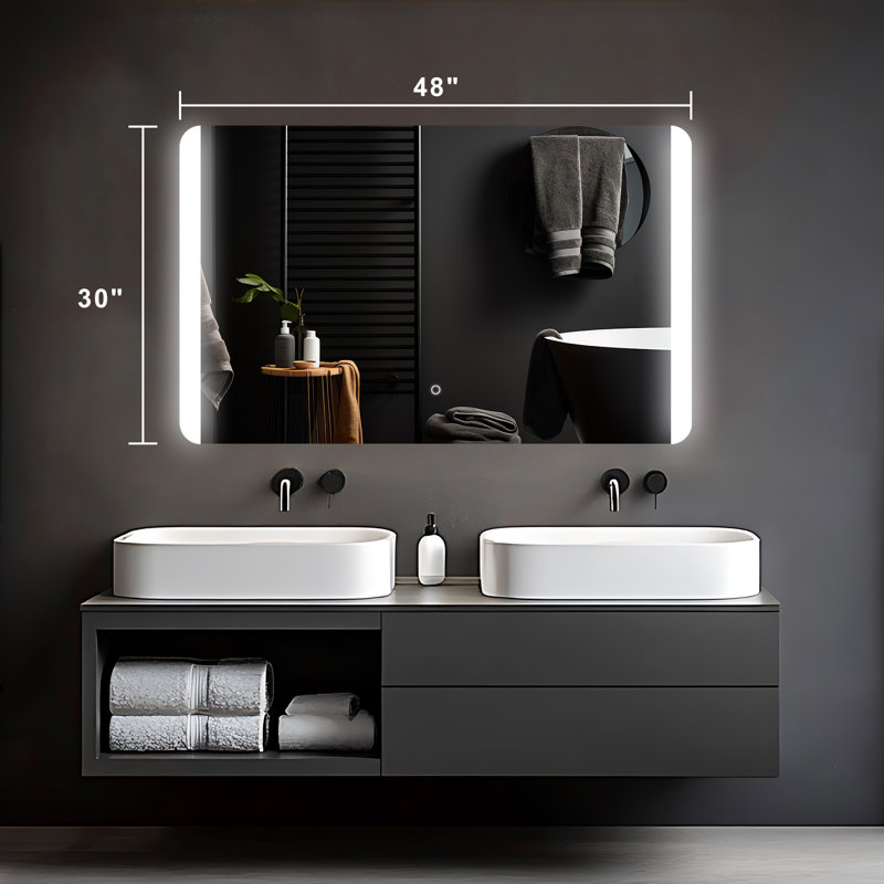 Backlit LED Bathroom Mirror, Waterproof and Explosion-Proof, 3 Color Temperature, UR Approved and LTL Professional Certified