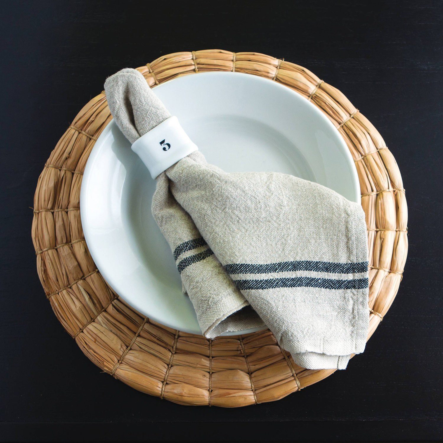 Reversible Linen Napkin, Black