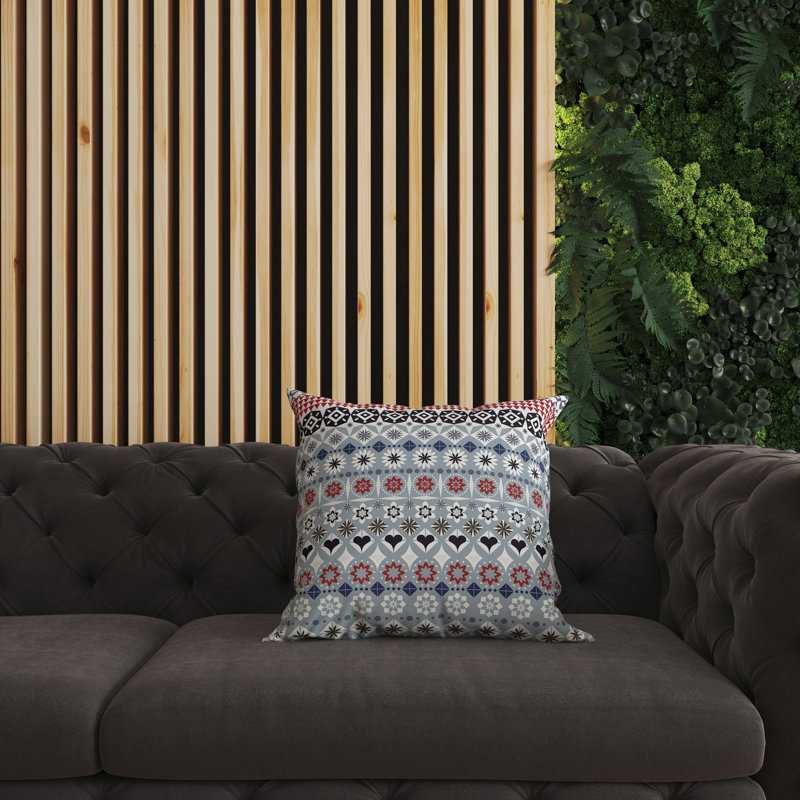 Shape Synergy Outdoor Reversible Throw Pillow, 18"H x 18"W, Blue/Red/Gray