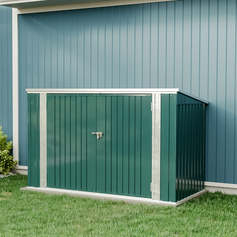 Auli 7 Ft. W X 3 Ft. L Metal Bike Shed, Black