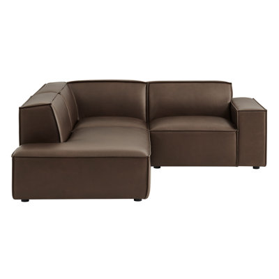 Bange 3-Piece Vegan Leather Modular L-Shaped Sectional Sofa In Espresso