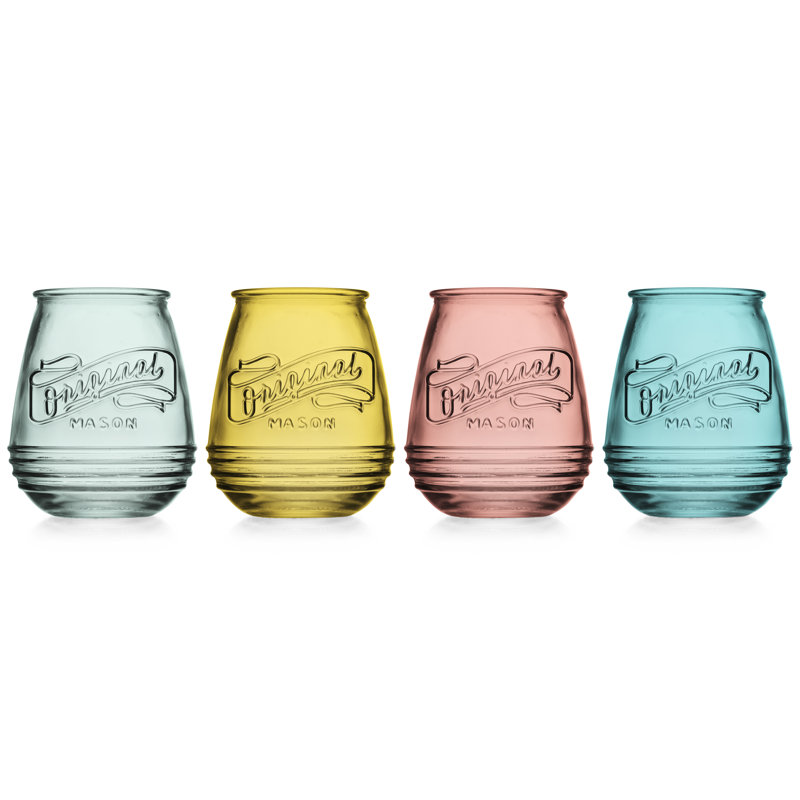 Set of 4 Original Mason 21oz Retroware Stemless Wine Glasses
