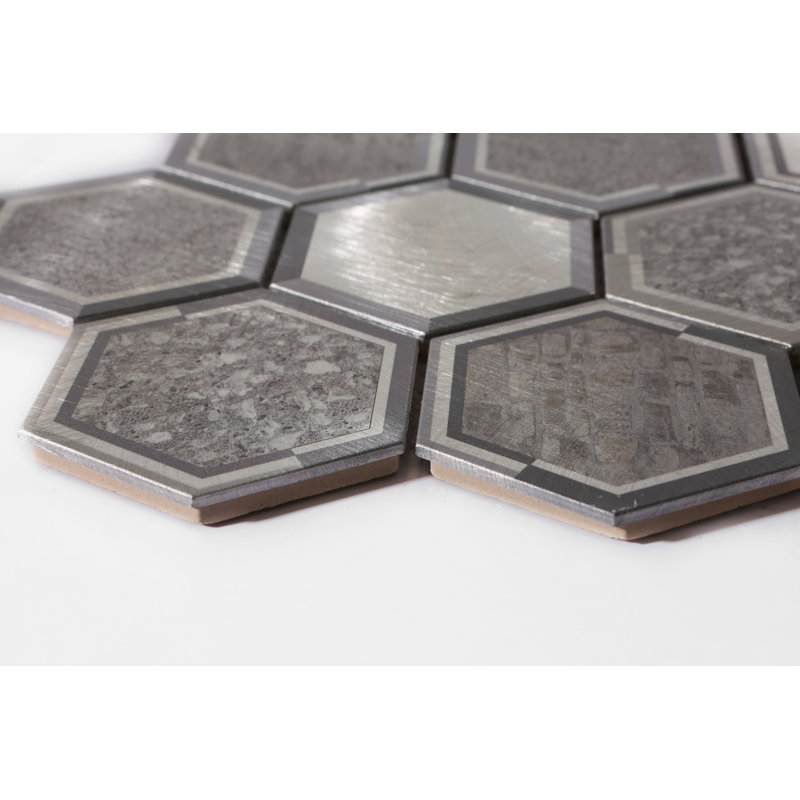 3" x 3" Metal Honeycomb Mosaic Tile