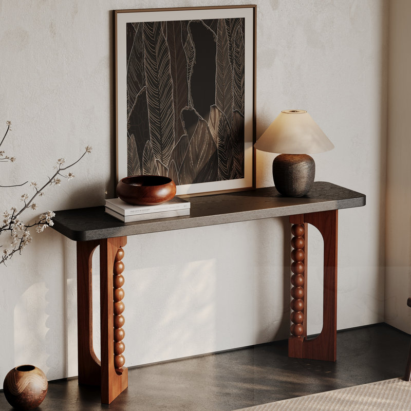 Console en bois avec pieds sphériques