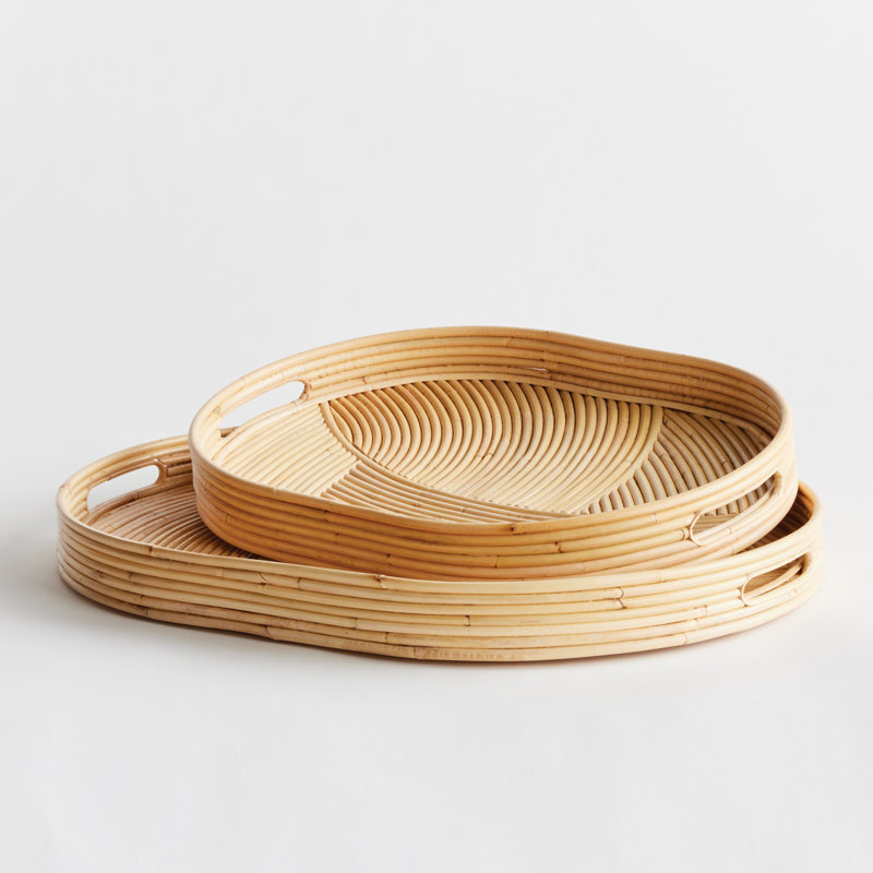 Venova Cane Trays, 24"Wx17"Dx2.25"H, 19.5"Wx14"Dx2.25"H, Oval