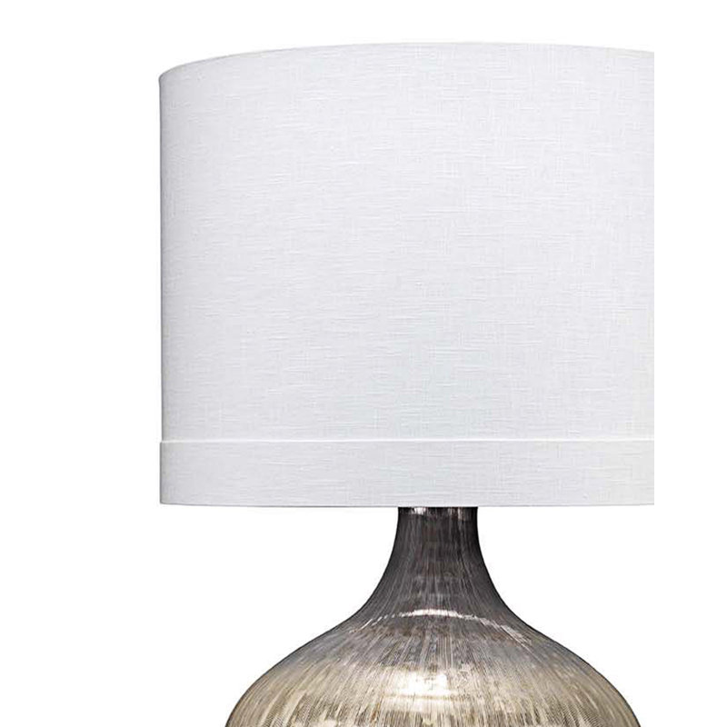 Etched Mercury Glass Table Lamp with White Linen Shade