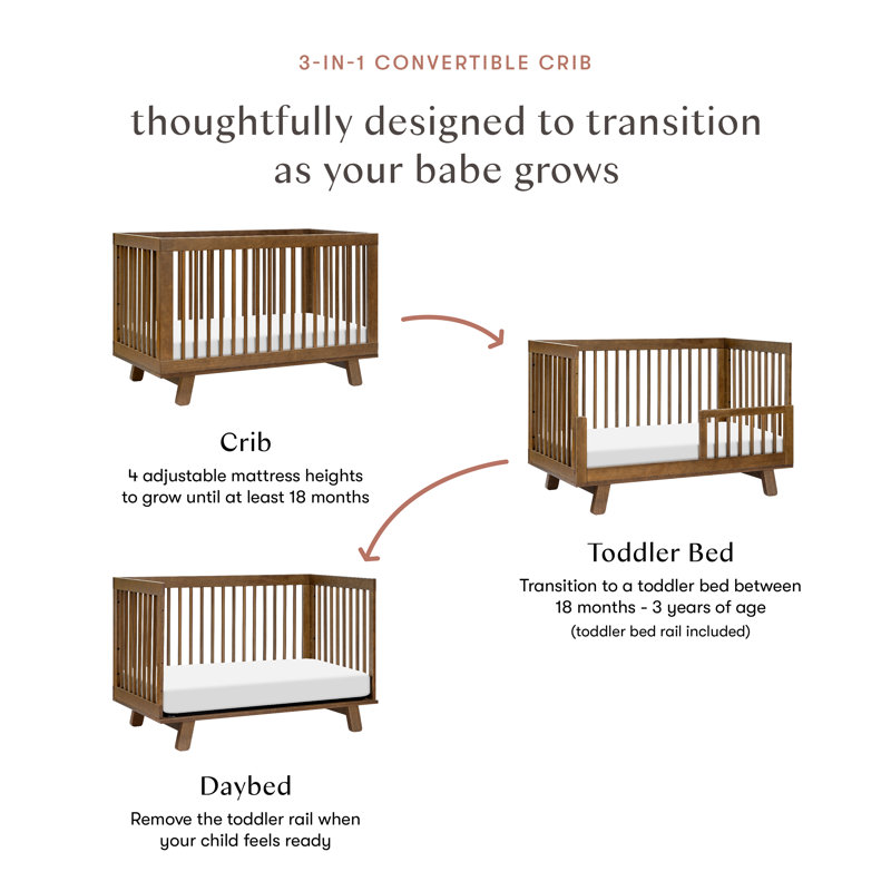 Hudson 3-in-1 Convertible Crib, Natural Walnut