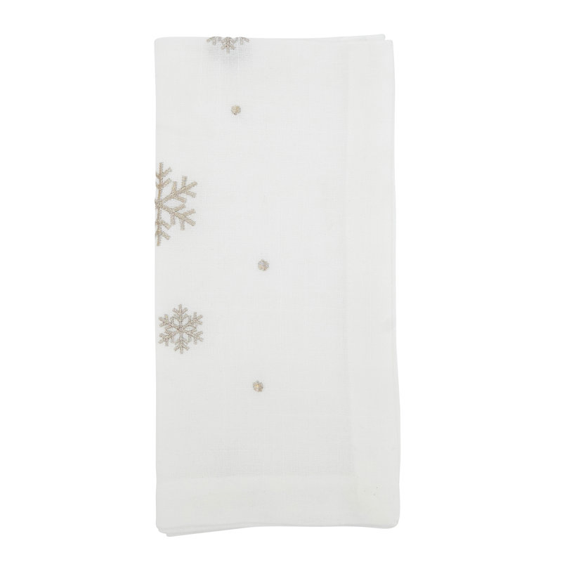 Ensemble de 4 serviettes de table en flocons de neige brodés Ice Crystal