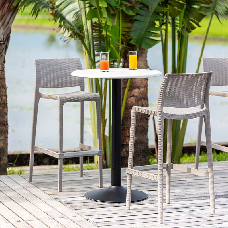 Nenko 25.6"H Resin Low Back Counter Stool, Taupe