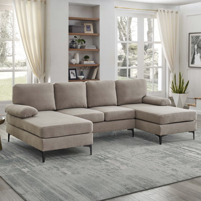106''wide U-shape Upholstered Sectional Sofa Couch With Chaise