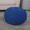 Repose-pieds pouf tricoté en coton - bleu marine