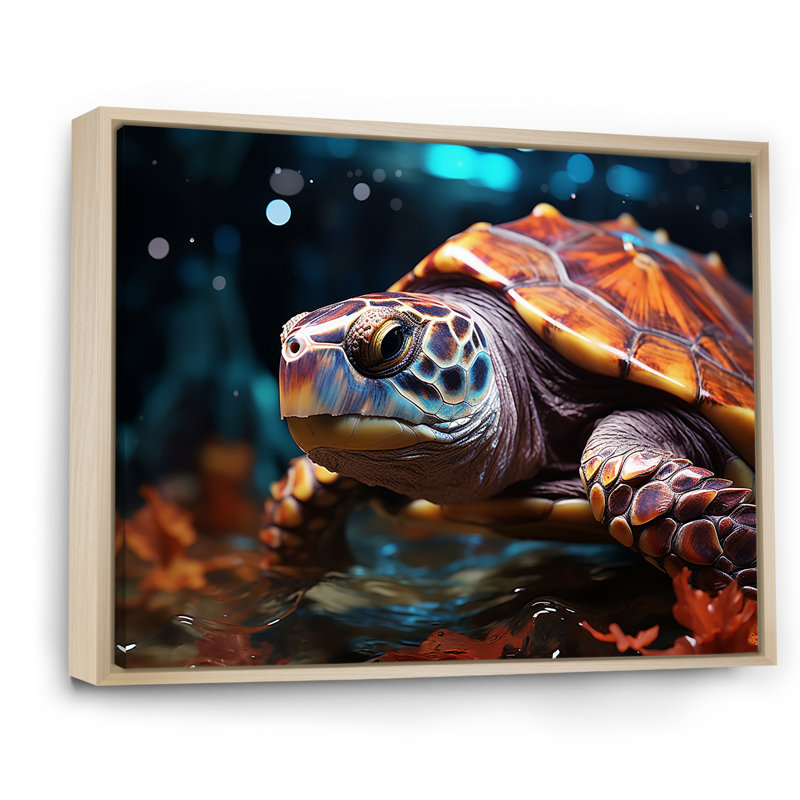 Abstrait voyage aquatique sur toile, Cadre naturel flottant, H 16 po x l 32 po x P 1 po