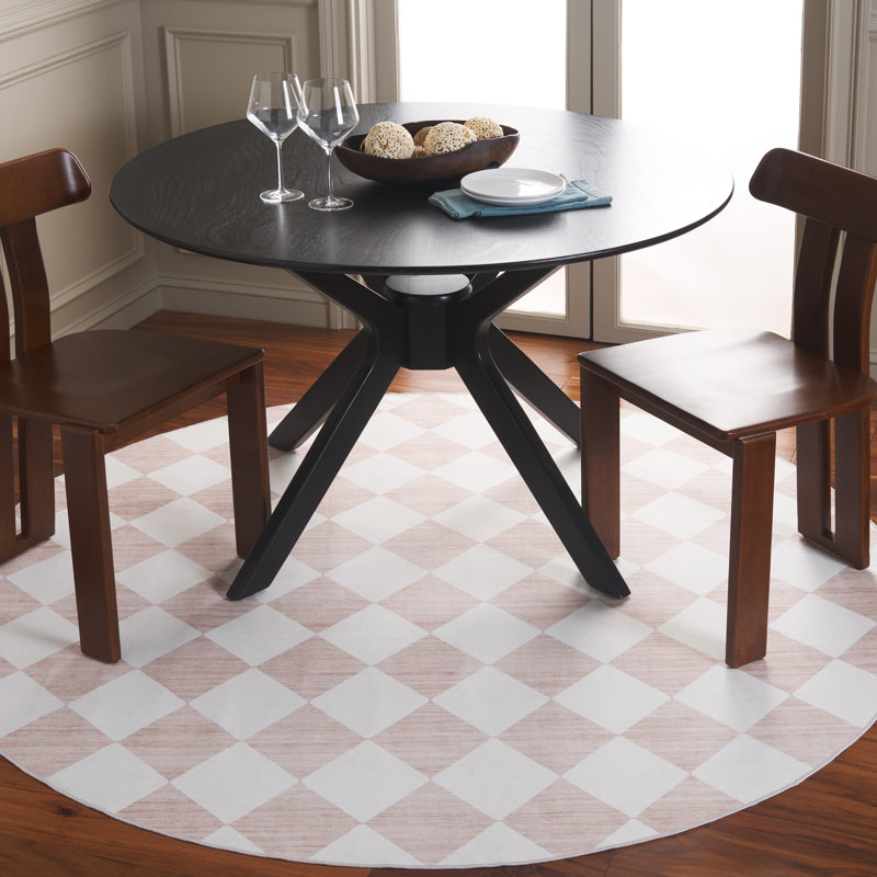 Clara Performance Machine Washable Geometric Rug, Round 6'