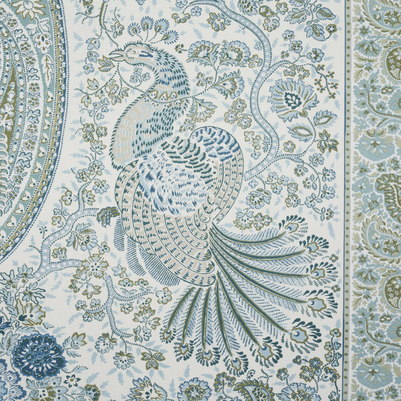 Colmery Paisley Panel Fabric, Peacock