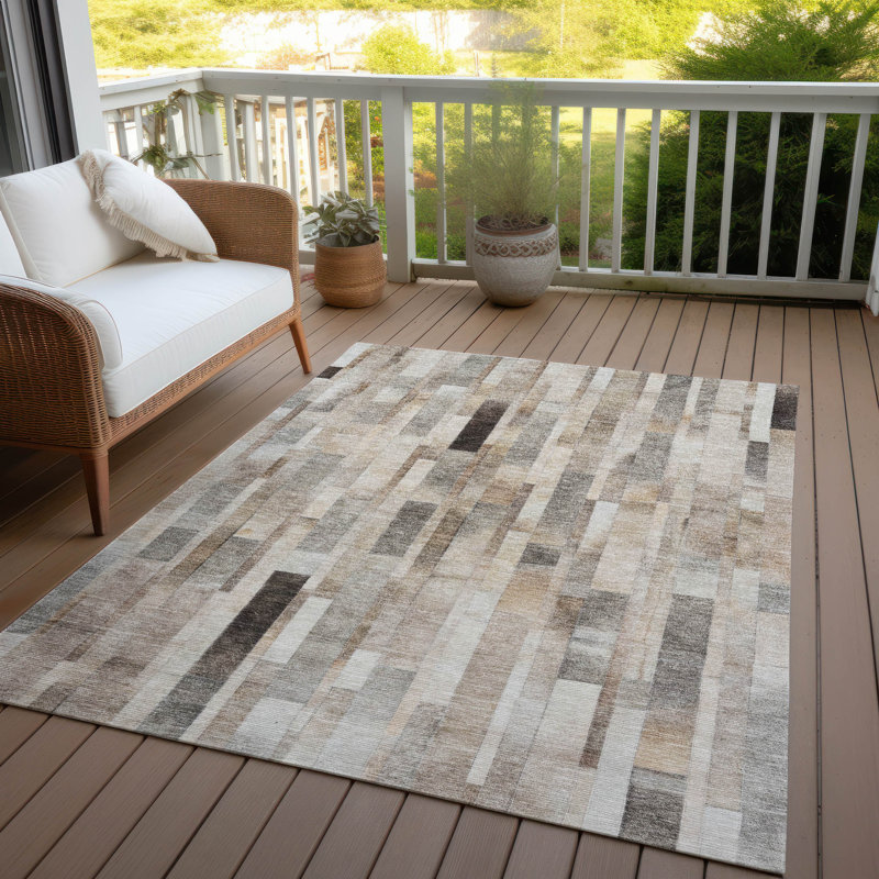 Laventhia Brown Washable Indoor-Outdoor Rug - LOOMLAN, 3' x 5'