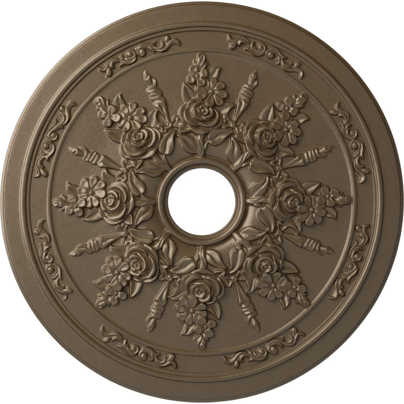 Médaillon de plafond Endurathane Palmetto, DE 23 5/8 po x P 3 5/8 po x P 1 5/8 po (convient aux auvents jusqu'à 3 5/8 po), fini acajou brossé peint à la main