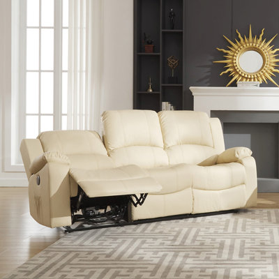 Manervia 3 Seater Faux Leather Reclining Sofa